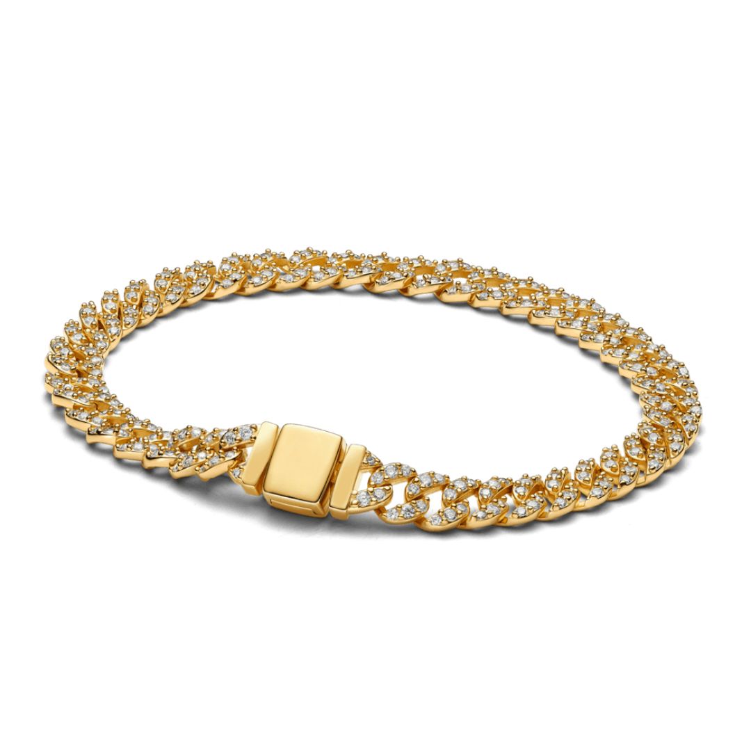 Bracciale cubano pavé | Collezione Oro