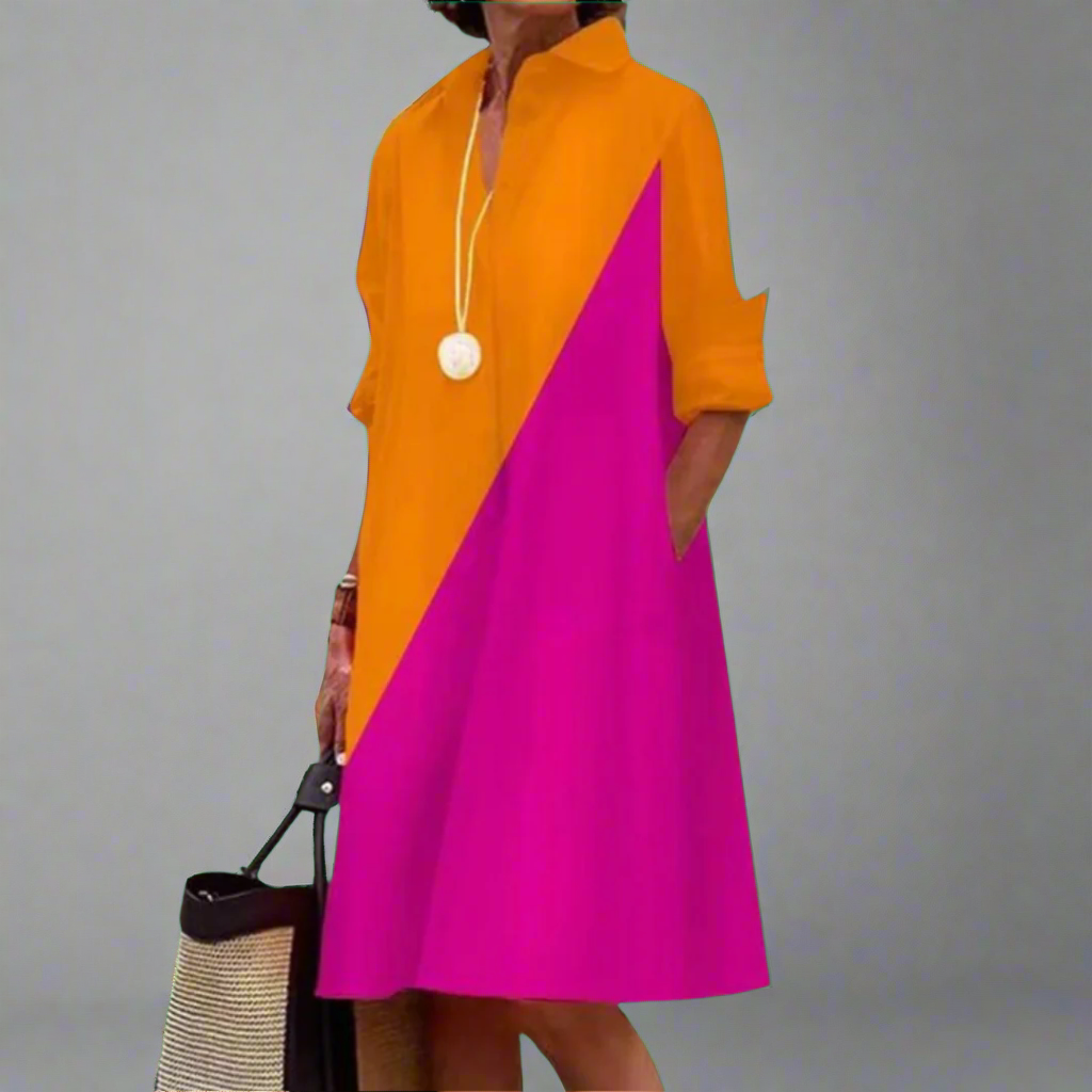 Cristina™ | Abito geometrico bicolore