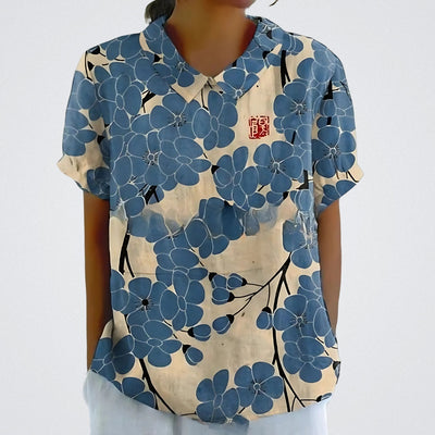 Maureen™ | Blusa floreale in lino