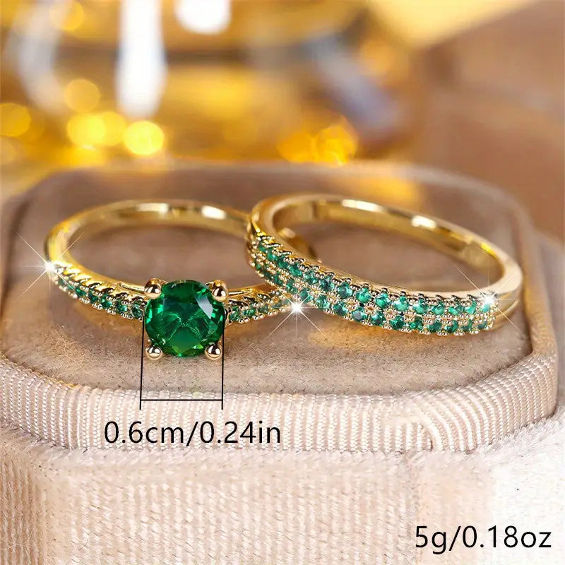 Set di anelli Serena Emerald Duo | Oro