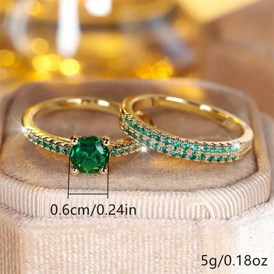 Set di anelli Serena Emerald Duo | Oro