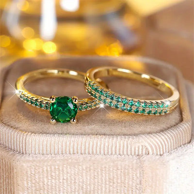 Set di anelli Serena Emerald Duo | Oro