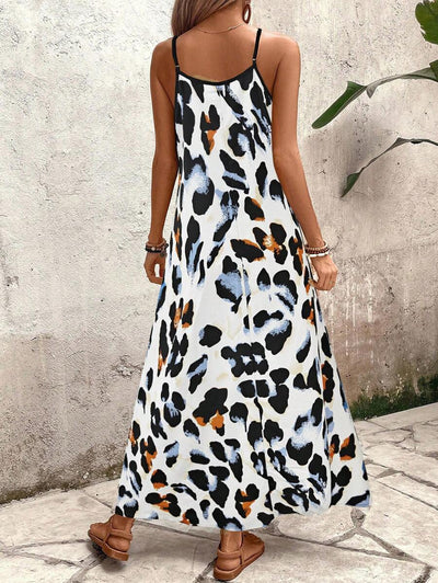 Elena | Vestito Estivo alla Moda con Spalline Sottili, Schiena Nuda e Design Grafico Accattivante