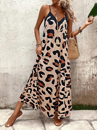 Elena | Vestito Estivo alla Moda con Spalline Sottili, Schiena Nuda e Design Grafico Accattivante