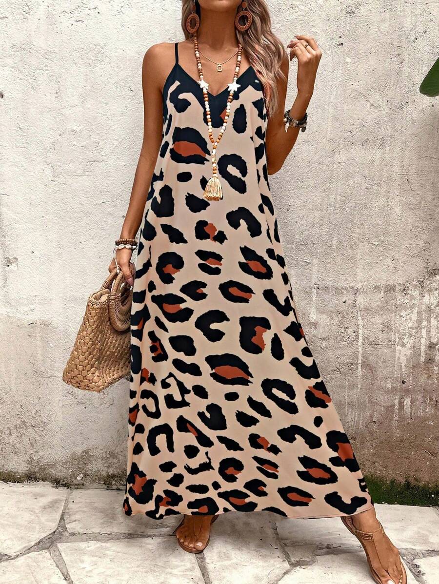 Elena | Vestito Estivo alla Moda con Spalline Sottili, Schiena Nuda e Design Grafico Accattivante