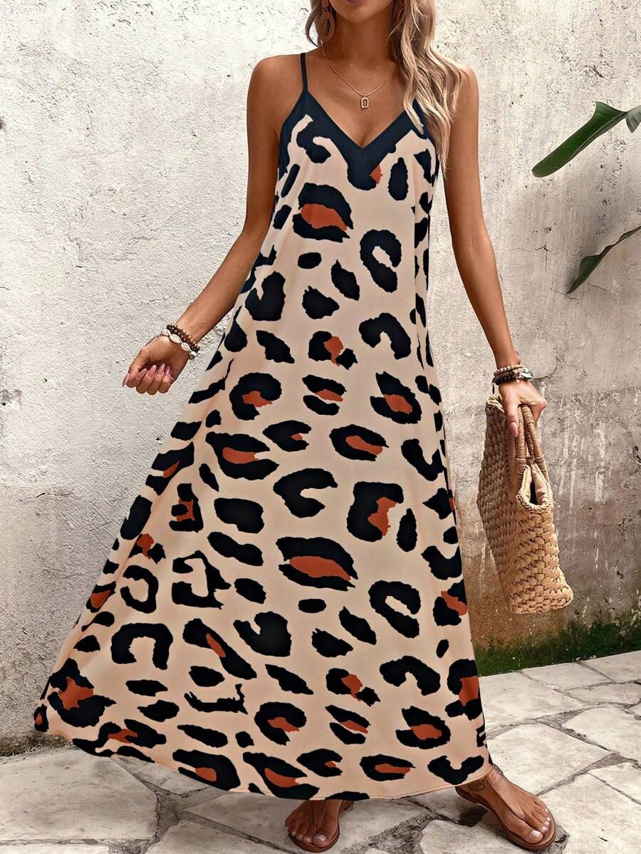 Elena | Vestito Estivo alla Moda con Spalline Sottili, Schiena Nuda e Design Grafico Accattivante