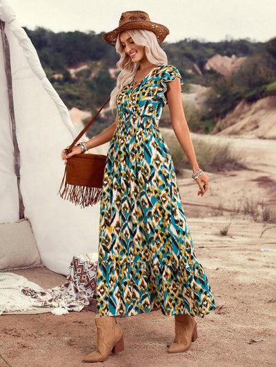 Clara | Elegante Abito Vintage con Stampa per un Look Estivo Casual e Alla Moda