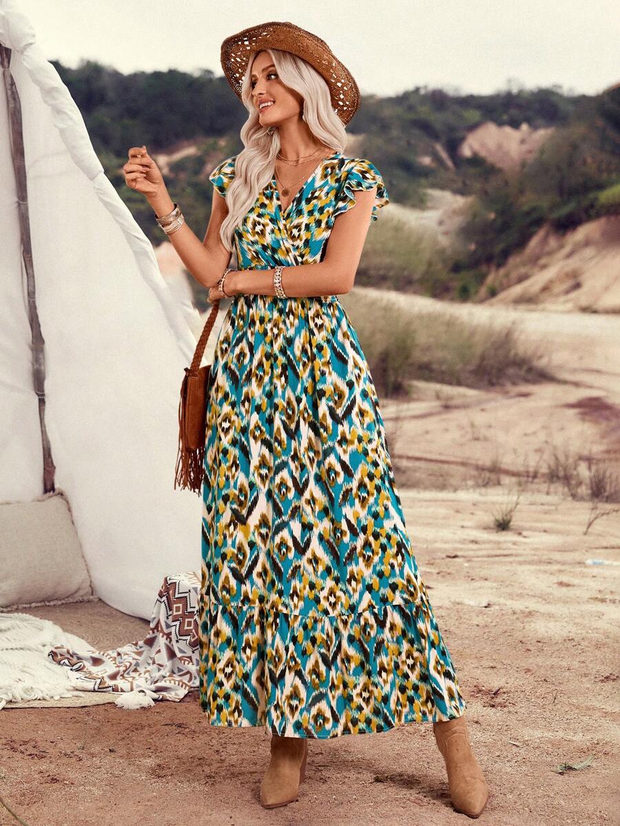 Clara | Elegante Abito Vintage con Stampa per un Look Estivo Casual e Alla Moda