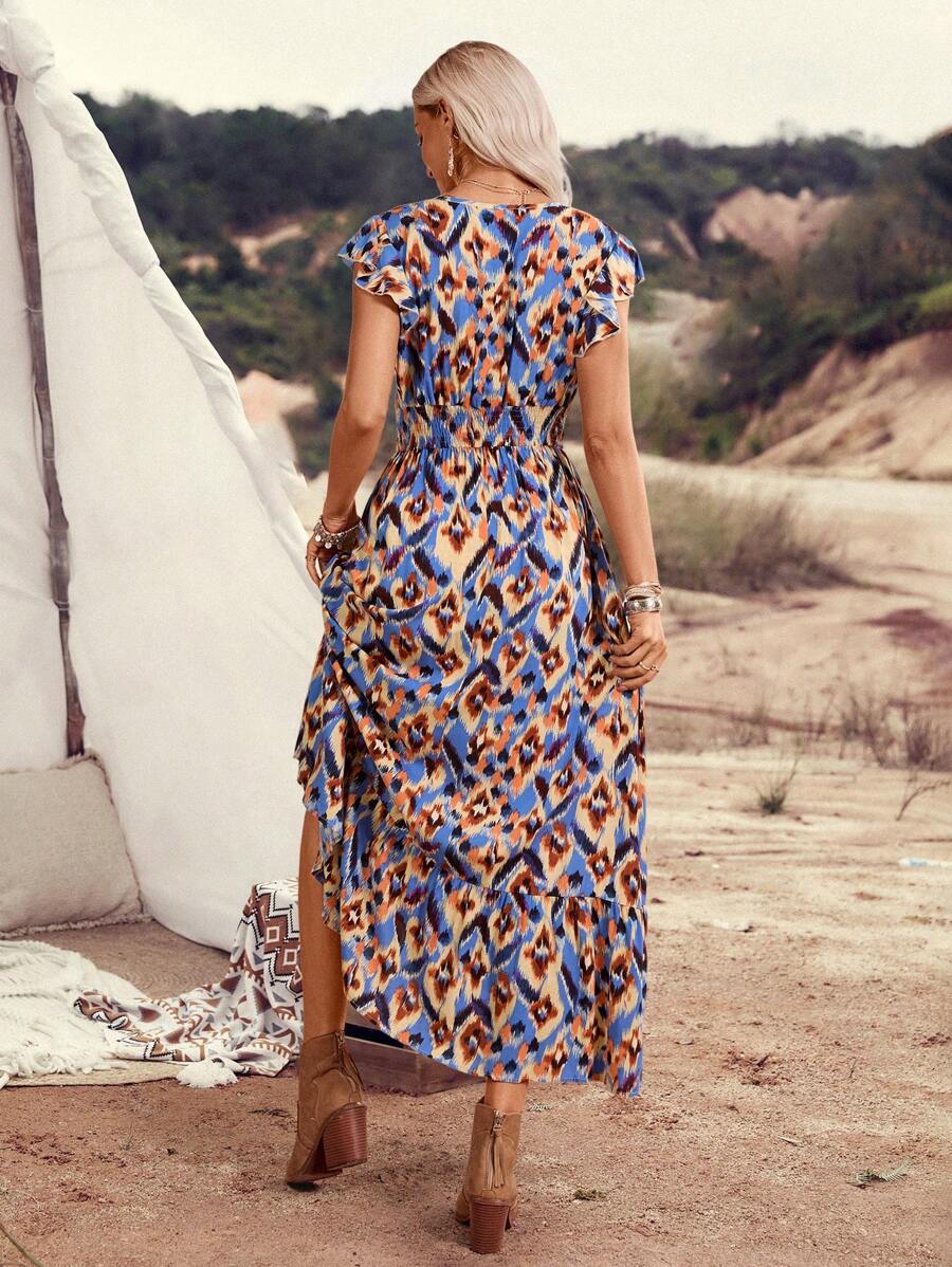 Clara | Elegante Abito Vintage con Stampa per un Look Estivo Casual e Alla Moda