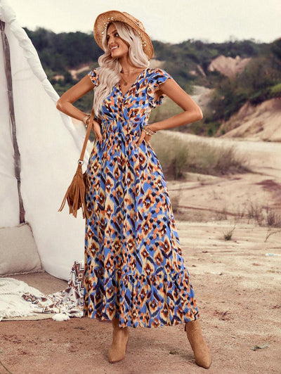 Clara | Elegante Abito Vintage con Stampa per un Look Estivo Casual e Alla Moda