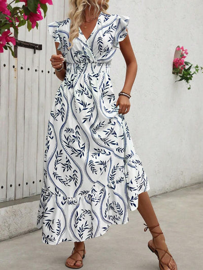 Clara | Elegante Abito Vintage con Stampa per un Look Estivo Casual e Alla Moda