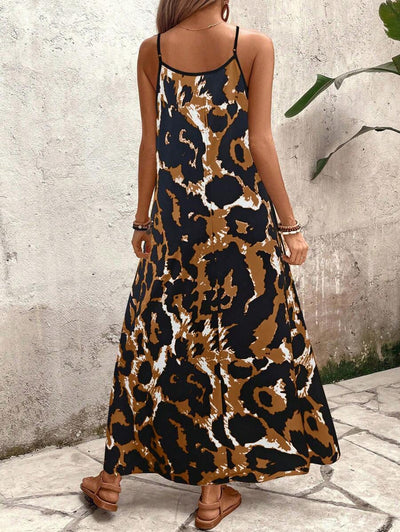 Elena | Vestito Estivo alla Moda con Spalline Sottili, Schiena Nuda e Design Grafico Accattivante