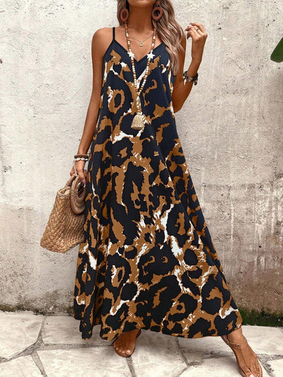 Elena | Vestito Estivo alla Moda con Spalline Sottili, Schiena Nuda e Design Grafico Accattivante