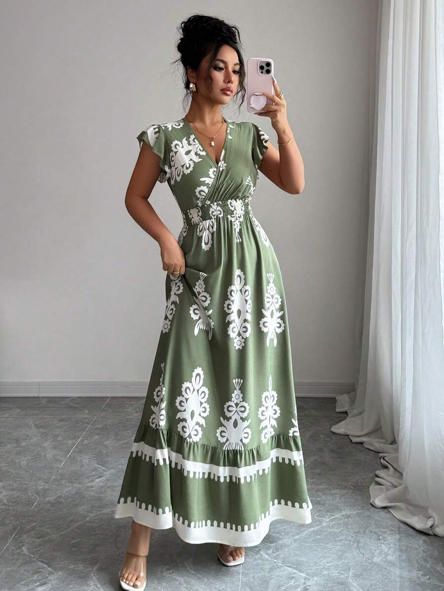 Clara | Elegante Abito Vintage con Stampa per un Look Estivo Casual e Alla Moda