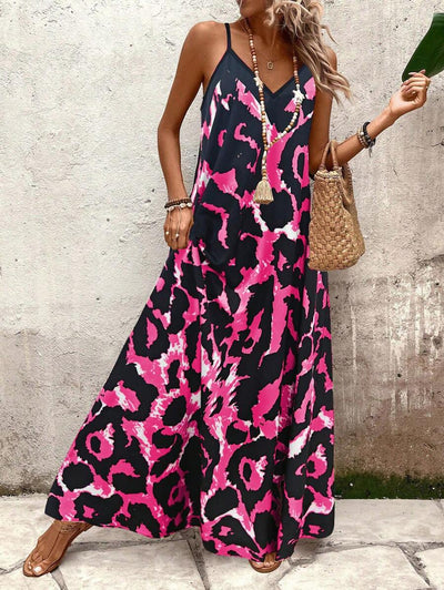 Elena | Vestito Estivo alla Moda con Spalline Sottili, Schiena Nuda e Design Grafico Accattivante