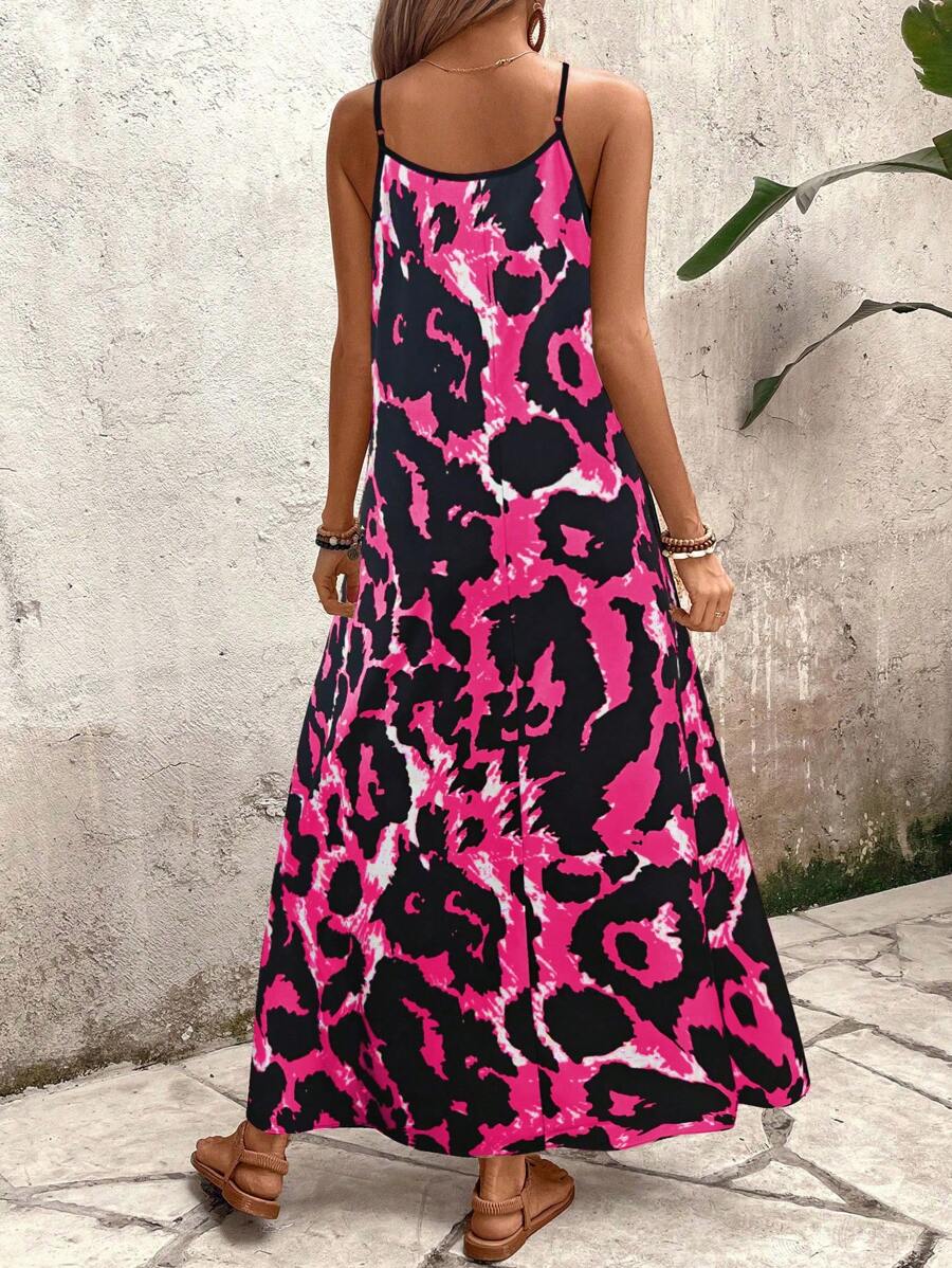 Elena | Vestito Estivo alla Moda con Spalline Sottili, Schiena Nuda e Design Grafico Accattivante