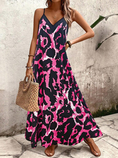 Elena | Vestito Estivo alla Moda con Spalline Sottili, Schiena Nuda e Design Grafico Accattivante