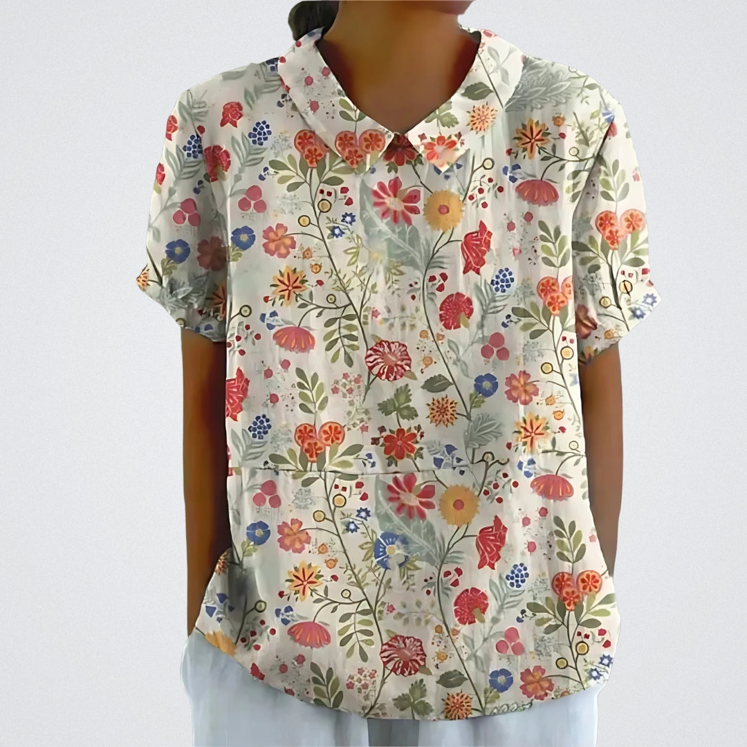 Maureen™ | Blusa floreale in lino
