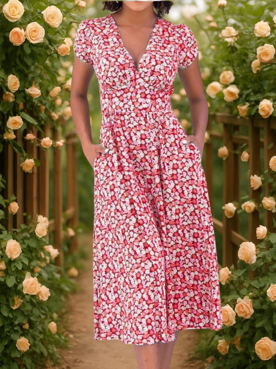 Fienna – Elegante Abito Midi con Bottoni Frontali per uno Stile Casual e Raffinato