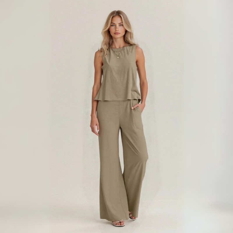 Irene | Completo estivo smanicato in puro lino naturale