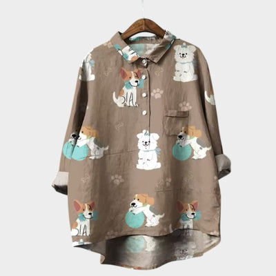 MARIANELLA | Blusa Oversize con Stampa Canina e Comfort Quotidiano per uno Stile Allegro