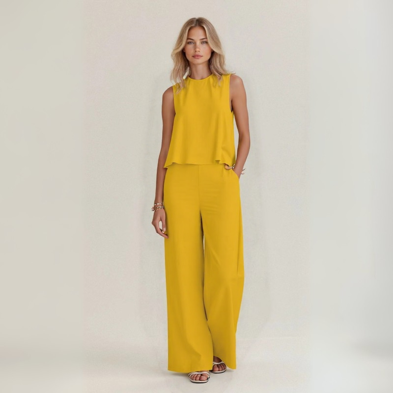 Irene | Completo estivo smanicato in puro lino naturale