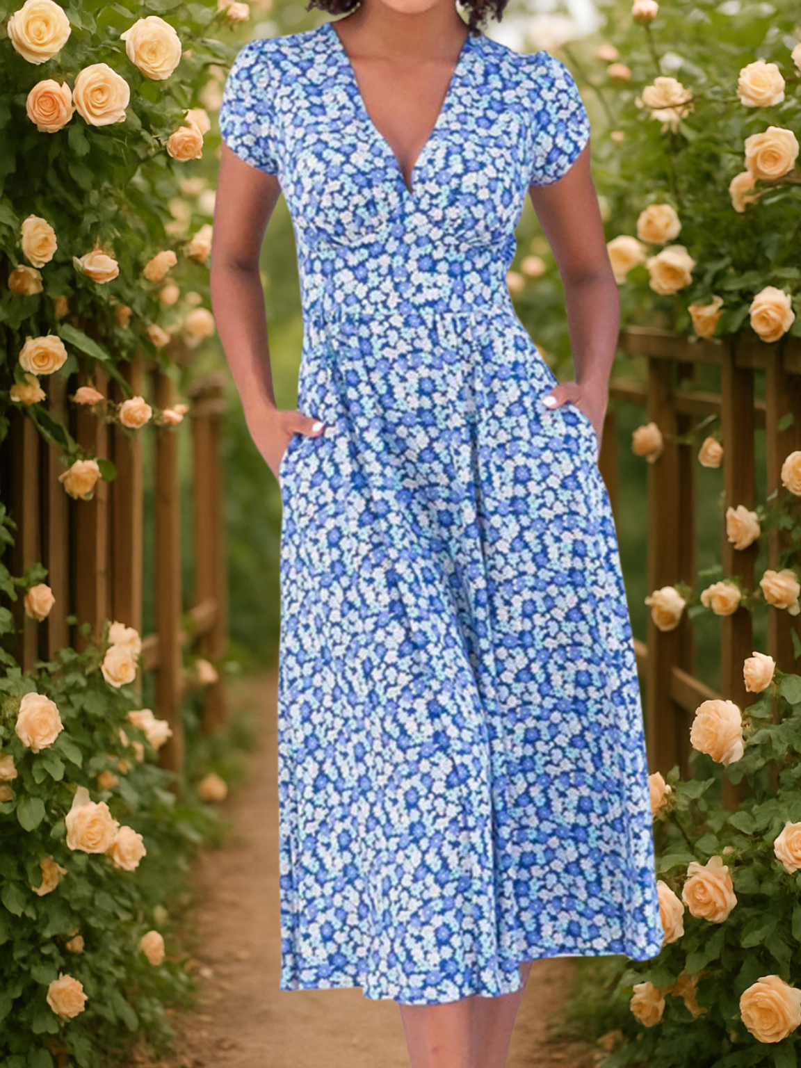 Fienna – Elegante Abito Midi con Bottoni Frontali per uno Stile Casual e Raffinato