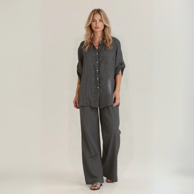 Alba | Set casual due pezzi in lino artigianale