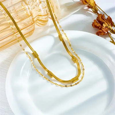 Collana Sorella Gem a doppio strato in stile retrò | Oro