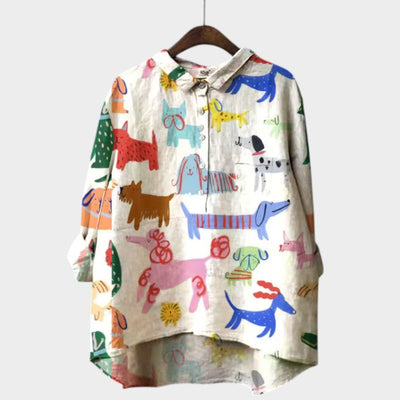 MARIANELLA | Blusa Oversize con Stampa Canina e Comfort Quotidiano per uno Stile Allegro