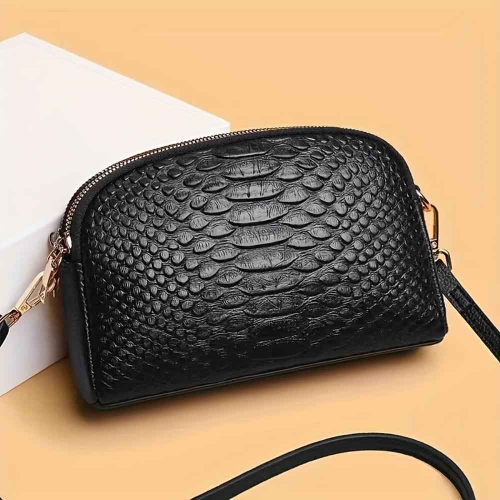 Cora | Chic Borsa Mini a Tracolla in Faux Leather con Texture Coccodrillo