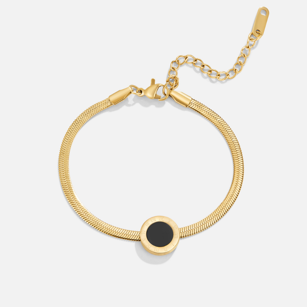 Bracciale con catena in pietra nera