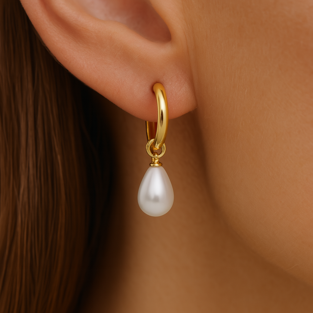 Orecchini placcati oro con perla bianca - Dalia