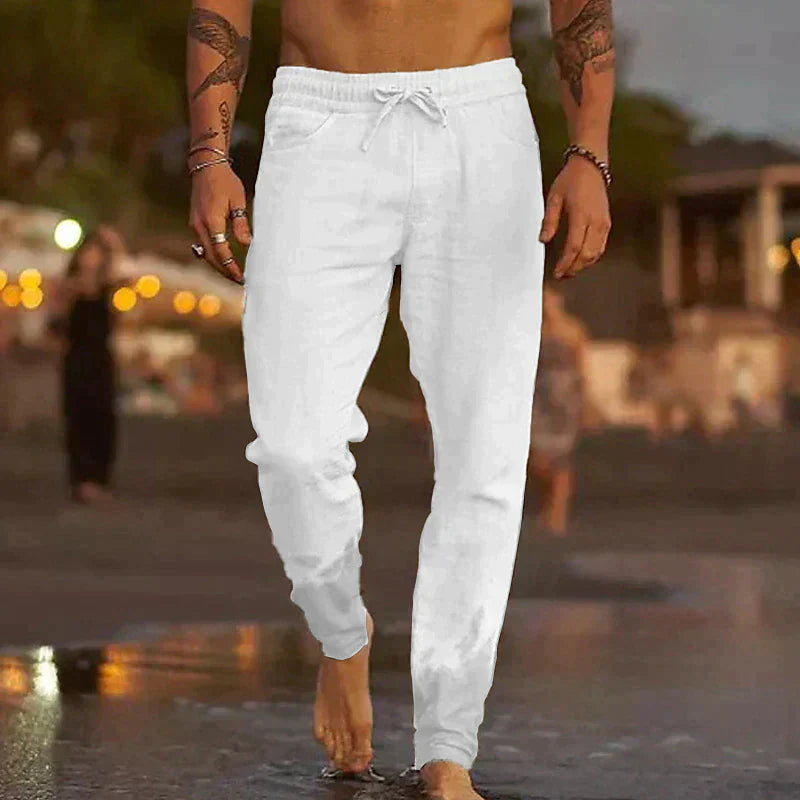Pantaloni da spiaggia eleganti in lino leggeri e traspiranti