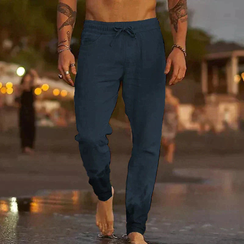 Pantaloni da spiaggia eleganti in lino leggeri e traspiranti