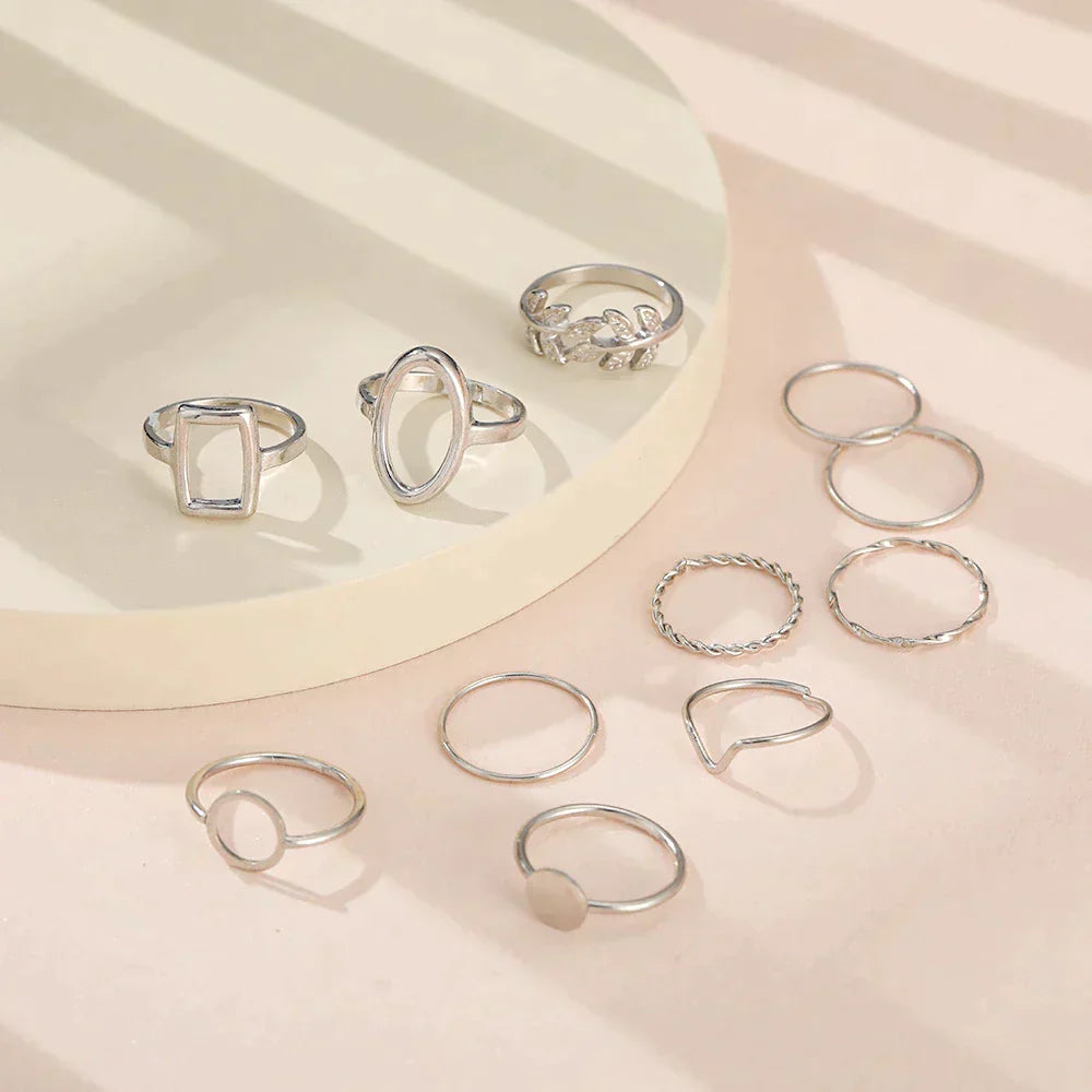 Confezione da 11 anelli in argento