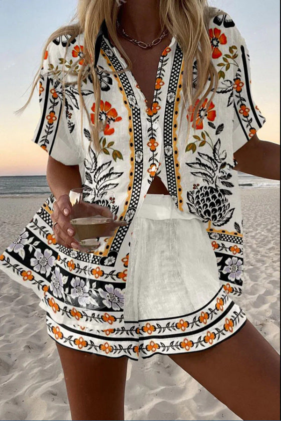 Irella™ | Completo corto in lino con stampa floreale