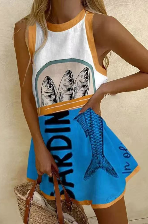 Isoria™ | Mini abito con stampa blu