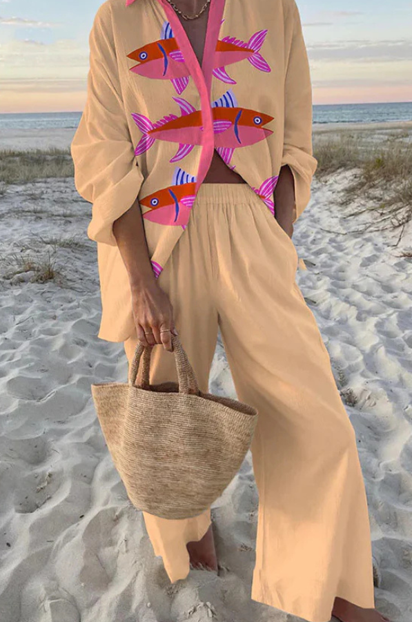 Evalisse™ | Set di biancheria con stampa di pesce rosa