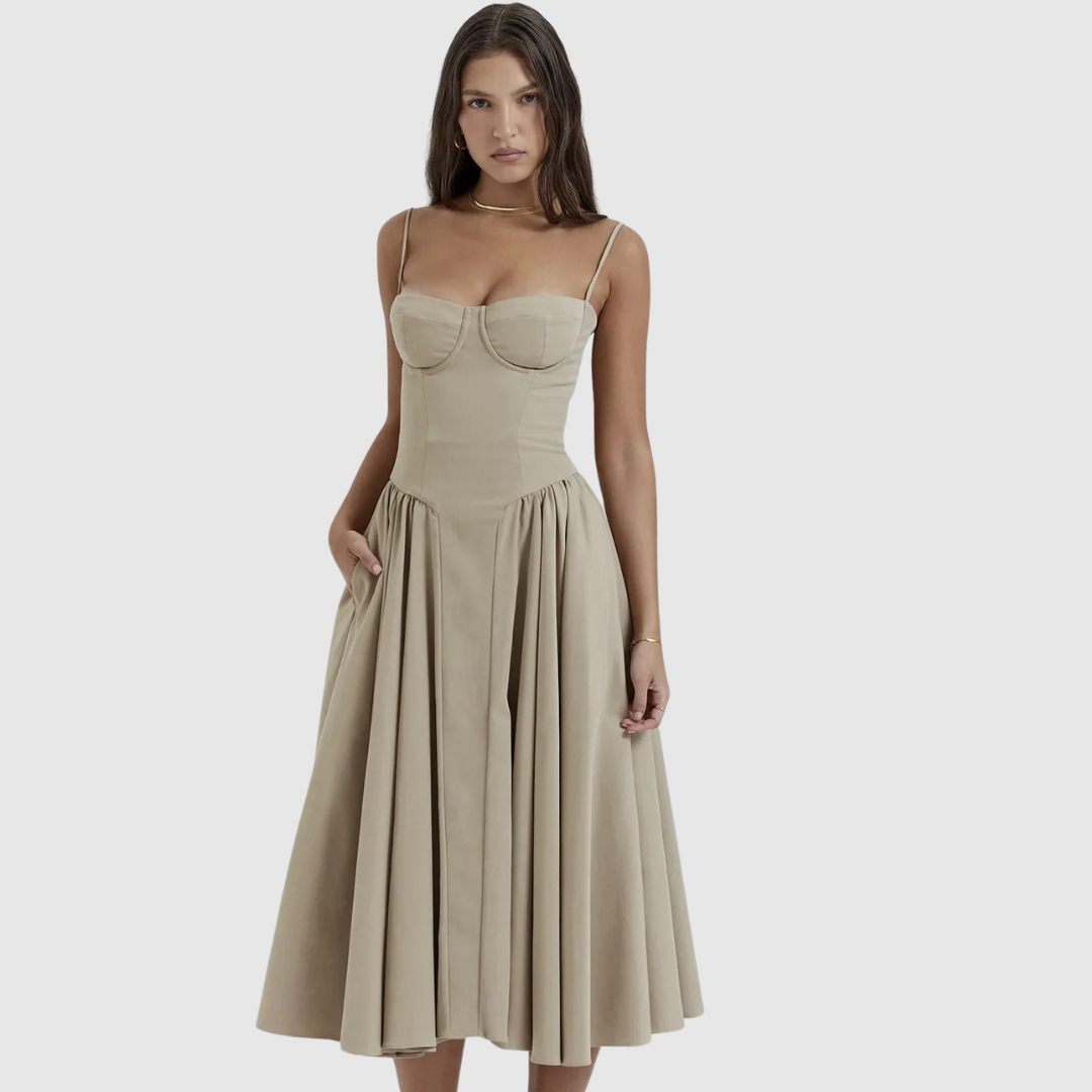 Ornella™ | Abito midi corsetto smanicato