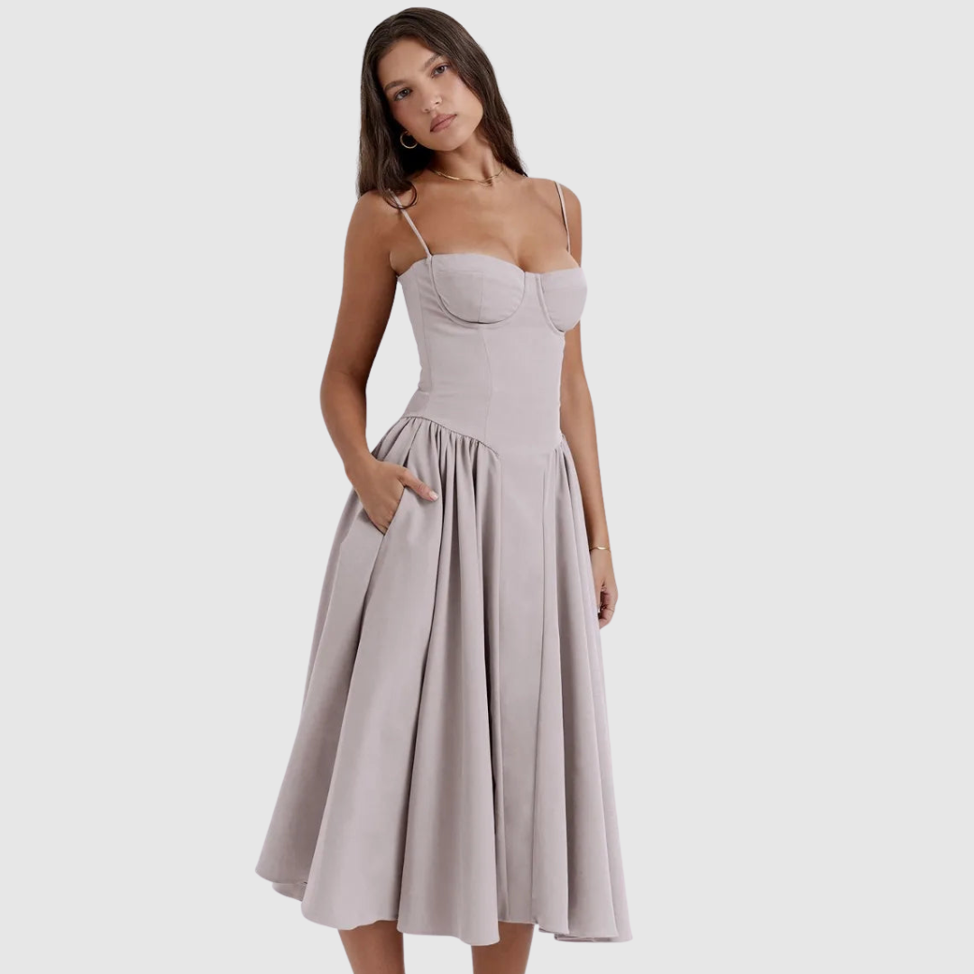 Ornella™ | Abito midi corsetto smanicato