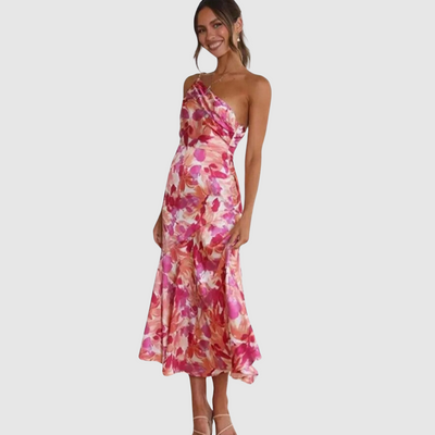 Malika™ | Abito maxi floreale asimmetrico