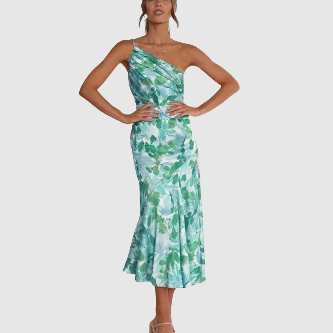 Malika™ | Abito maxi floreale asimmetrico