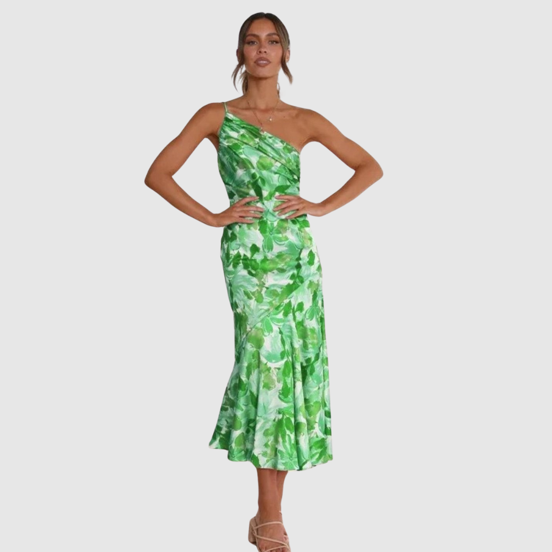 Malika™ | Abito maxi floreale asimmetrico