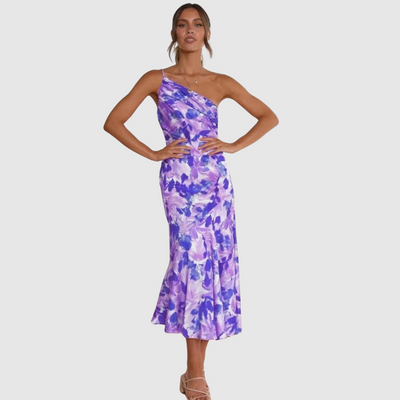 Malika™ | Abito maxi floreale asimmetrico