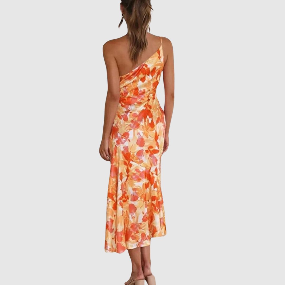 Malika™ | Abito maxi floreale asimmetrico