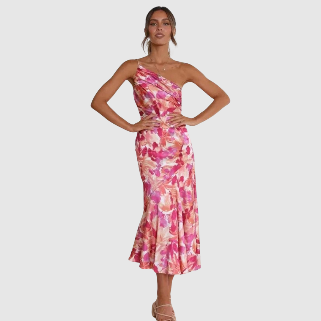 Malika™ | Abito maxi floreale asimmetrico