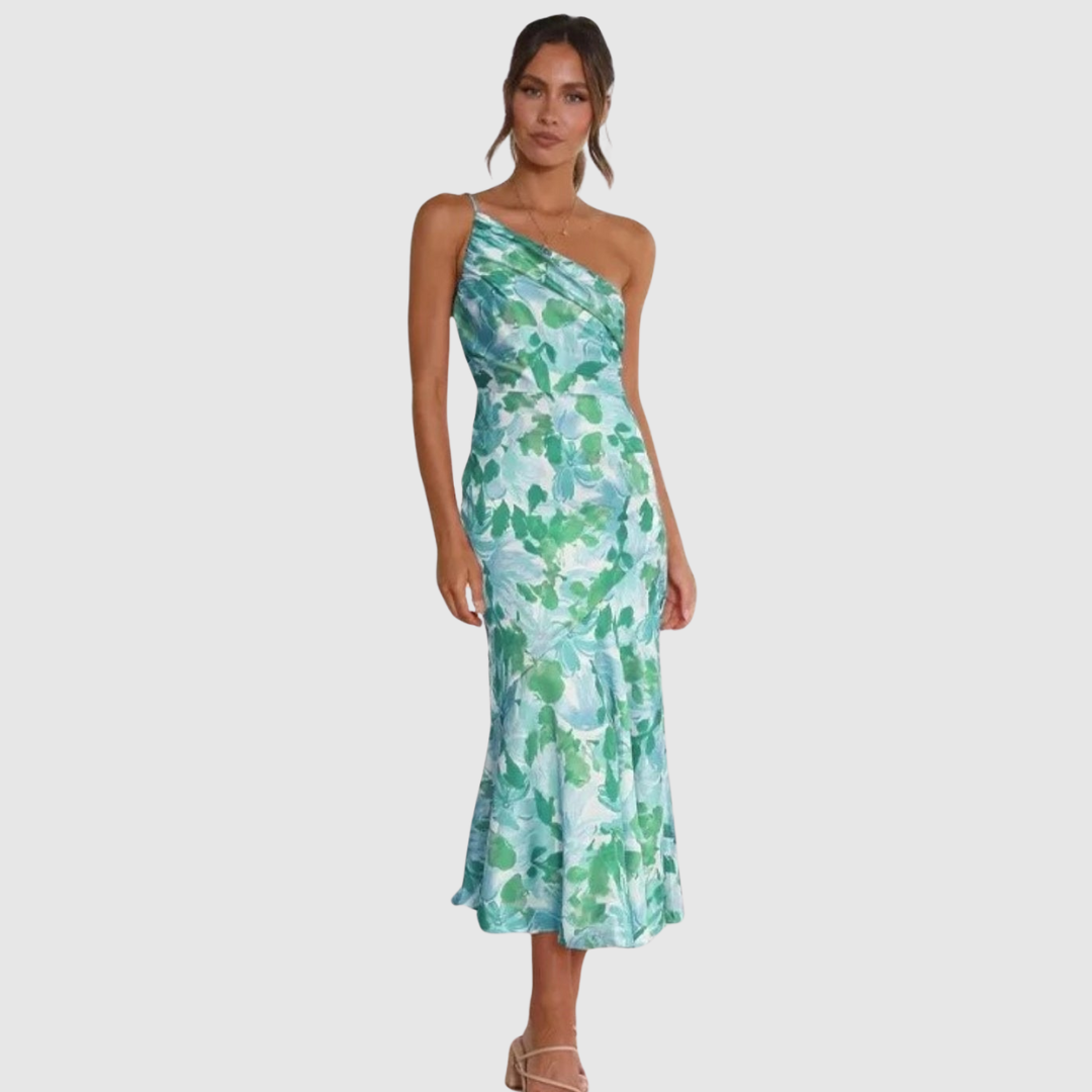 Malika™ | Abito maxi floreale asimmetrico