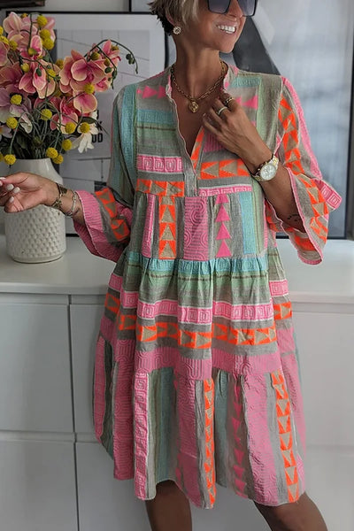 Juliane – Elegante Abito Swing Boho con Raffinate Balze