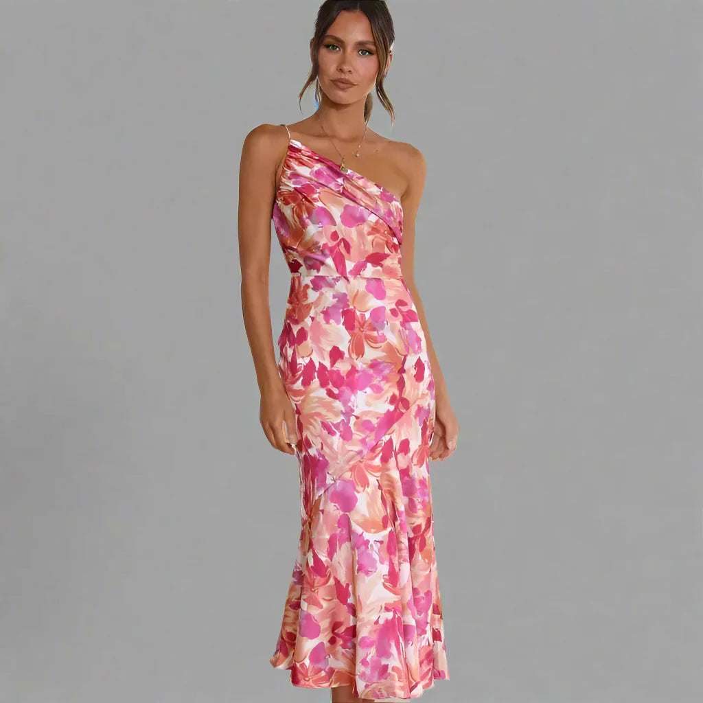 Ida™ | Abito floreale monospalla